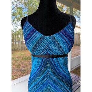 1990s Cache Small Ombre Chevron Blue Crochet Prom Cruise Wedding Guest